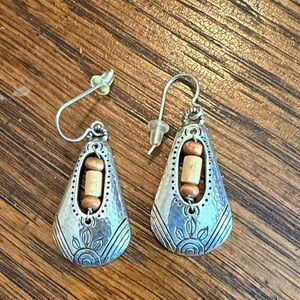 Western Style Silver beaded Earrings